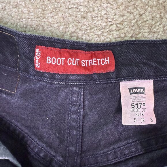 VTG Levis 517 Jeans Womens Slim Fit Bootcut Black Denim Sz 5 Y2K 2001 27x29 E831 - Picture 5 of 13